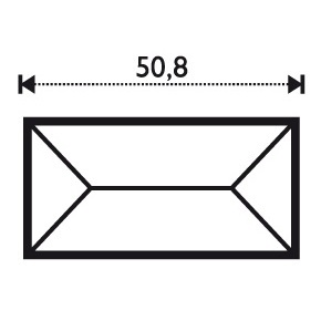 Bevel rektangel Glas Klar 2,54 x 5,08cm